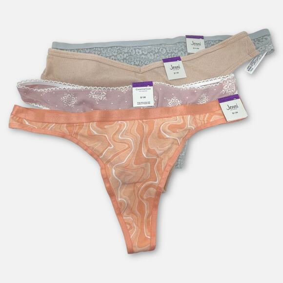 Jenni, Charter Club Mix NWT Thong Panties Size XXL Pink, Peach, Beige, Gray - Picture 1 of 12